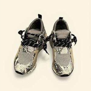 Steve Madden Kids Snake Print Sneakers - Black and Tan